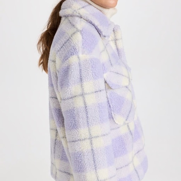 Purple Plaid Faux Fur Sherpa Jacket - Small - Retail $140 - Avec Les Filles - Picture 3 of 6